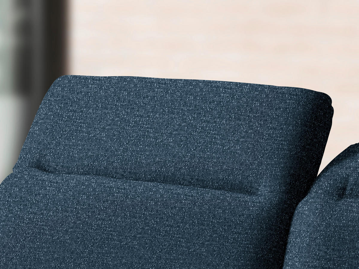 ECKSOFA in Webstoff Blau  180/289 cm  - Blau/Schwarz, Design, Textil/Metall (180/289cm) - Stylife