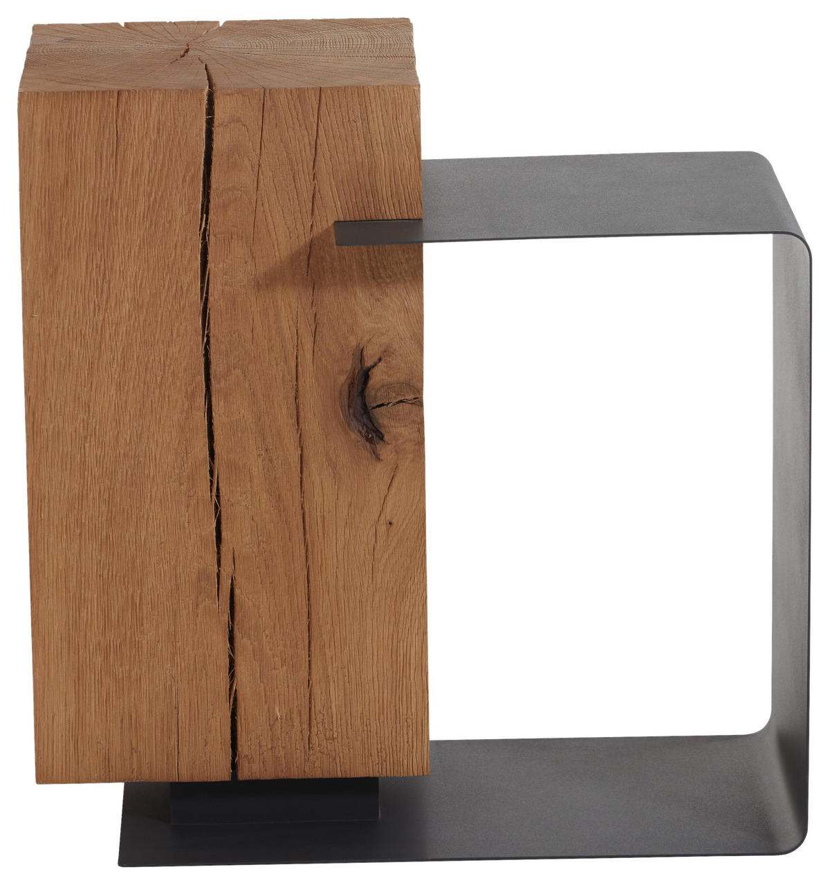 BEISTELLTISCH 55/35,5/55,5 cm Kerneiche vollmassiv Anthrazit, Eichefarben quadratisch  - Eichefarben/Anthrazit, Natur, Holz/Metall (55/35,5/55,5cm)