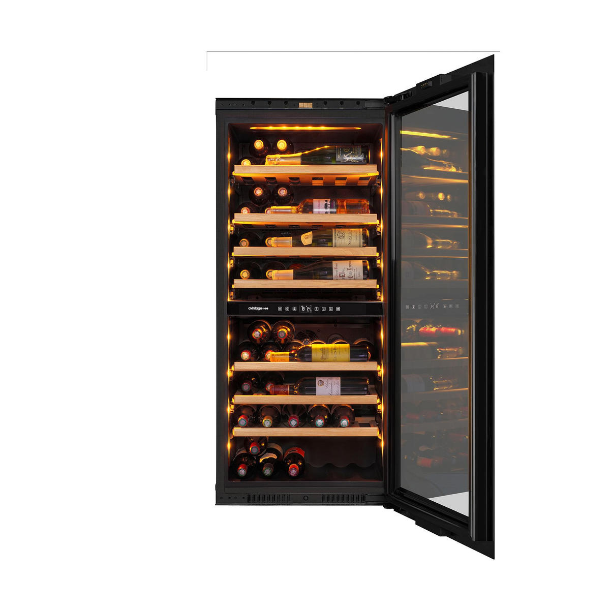 WEINKÜHLSCHRANK AVI122PLATINUM  - Schwarz, Basics, Glas/Holz (59,0/123,3/56,5cm)