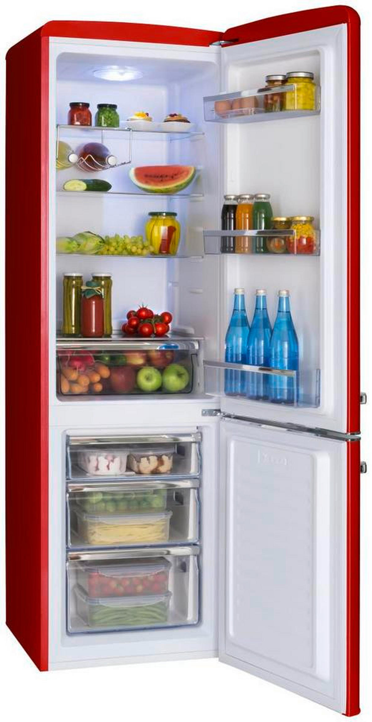 KÜHL-GEFRIER-KOMBINATION KGCR387100R  - Rot, Basics, Metall (55/181/61,5cm) - Amica