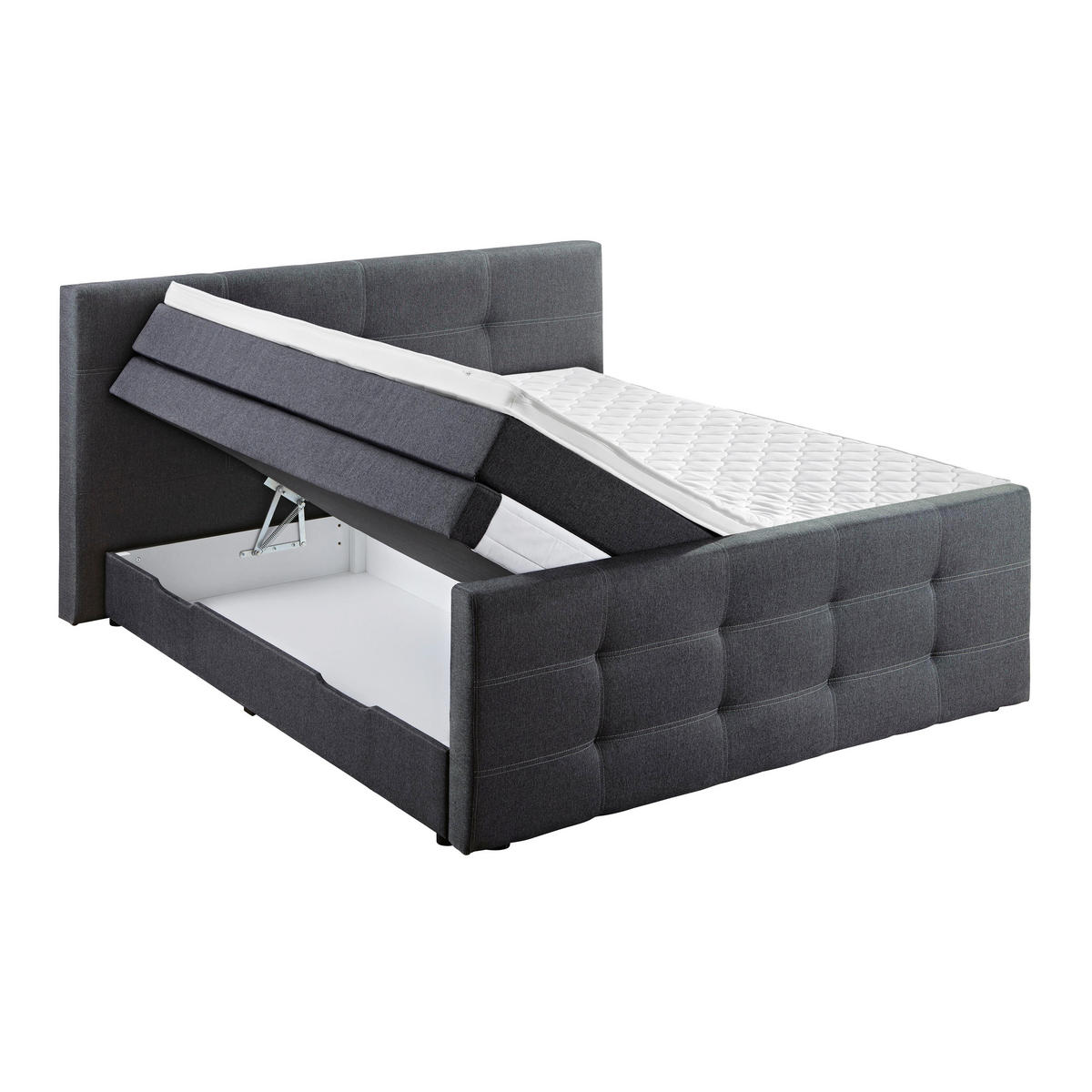 BOXSPRINGBETT 180/200 cm  in Grau  - Schwarz/Grau, Design, Kunststoff/Textil (180/200cm) - Carryhome