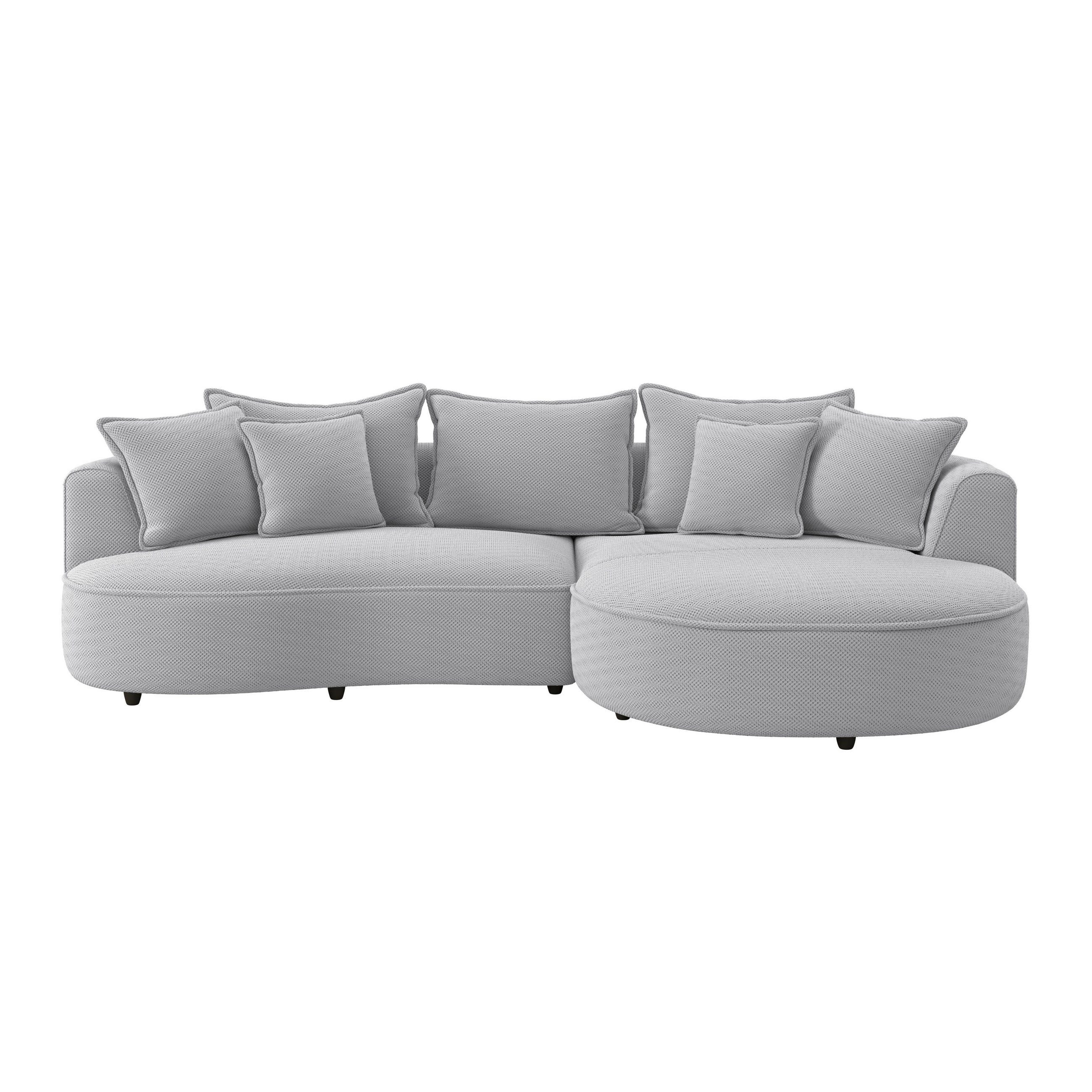 ECKSOFA LEVI Hellgrau Velours, Struktur  - Hellgrau/Schwarz, MODERN, Kunststoff/Textil (287/168cm) - Livetastic