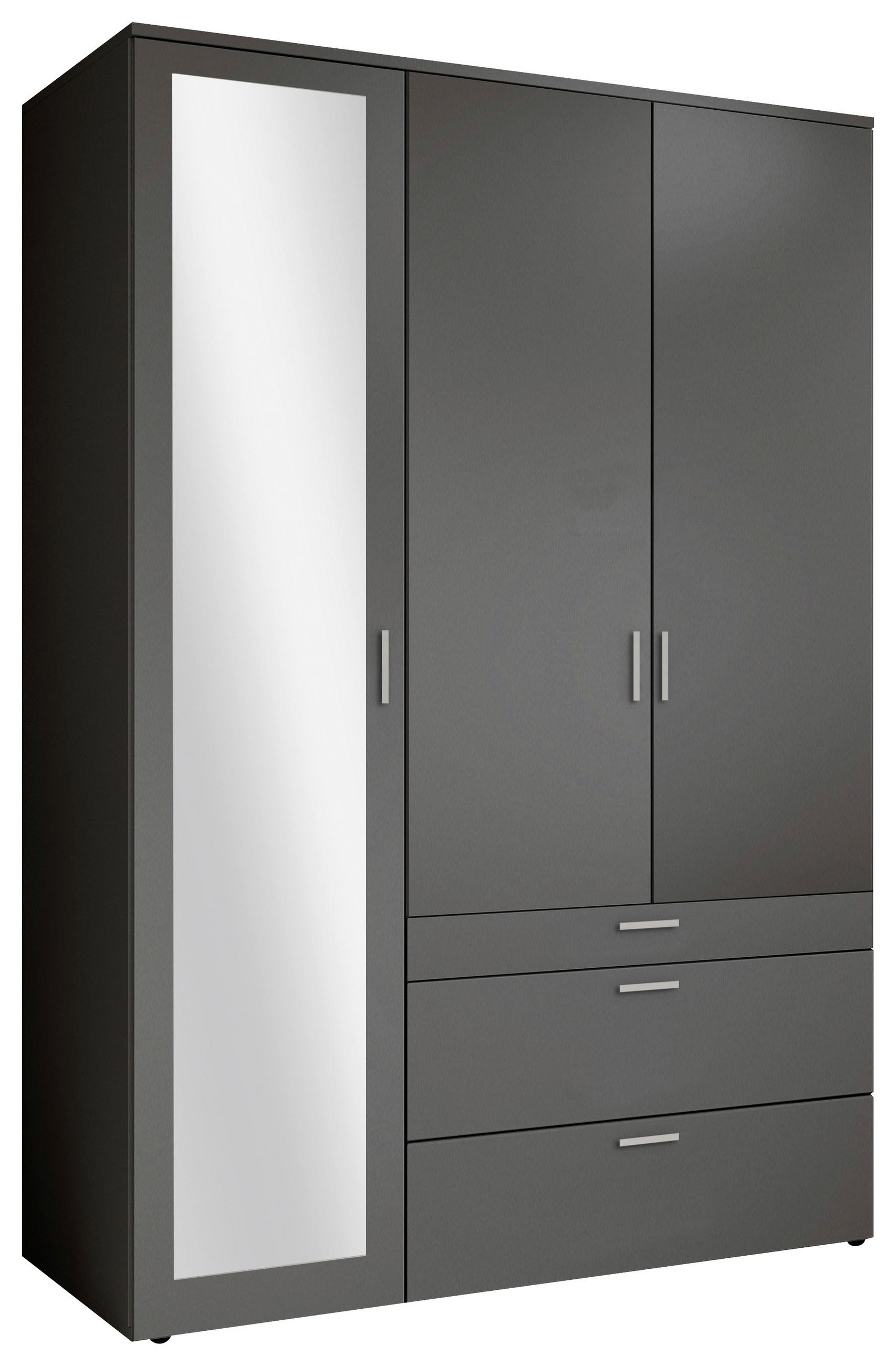 DREHTÜRENSCHRANK 135/195/56 cm 3-türig Graphitfarben  - Graphitfarben/Alufarben, MODERN, Glas/Holzwerkstoff (135/195/56cm) - Livetastic