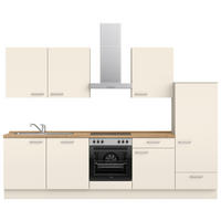 KÜCHENLEERBLOCK 300 cm   in Eichefarben, Magnolie  - Edelstahlfarben/Eichefarben, MODERN, Holzwerkstoff/Metall (300cm) - Nobilia