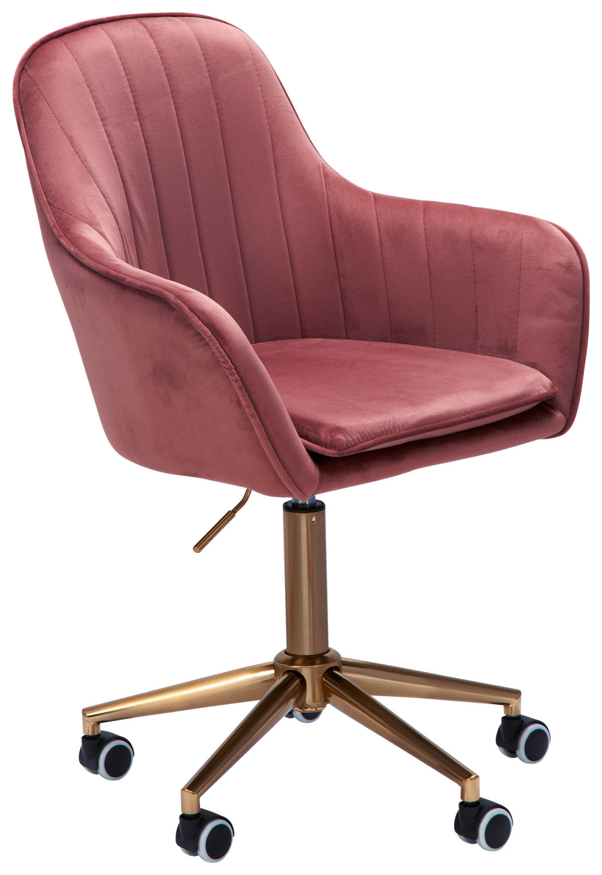 DREHSTUHL Samt Rosa  - Goldfarben/Rosa, KONVENTIONELL, Kunststoff/Textil (54/105/52cm) - MID.YOU
