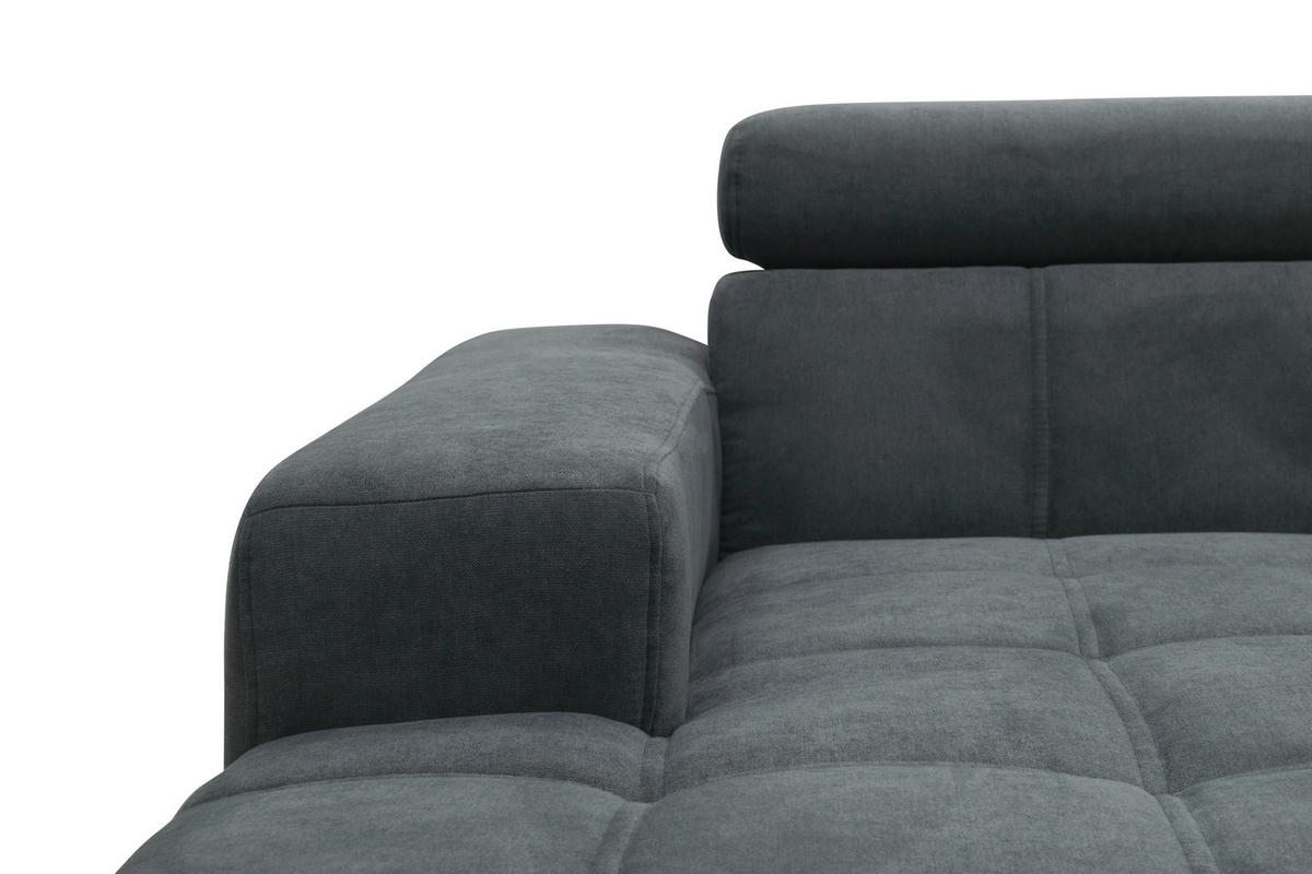 ECKSOFA TRENTO Dunkelgrau Mikrofaser  - Dunkelgrau/Schwarz, MODERN, Textil/Metall (287/175cm) - MID.YOU