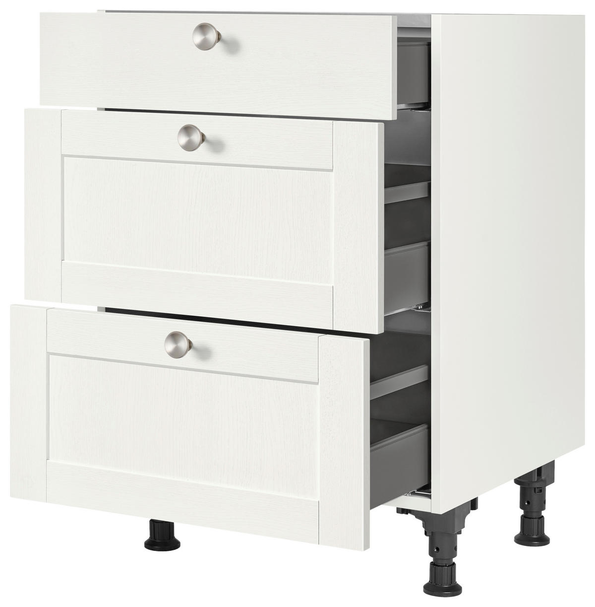 SCHUBKASTENUNTERSCHRANK 60/87/56 cm  in Weiß  - Edelstahlfarben/Weiß, MODERN, Holzwerkstoff/Metall (60/87/56cm) - Nobilia