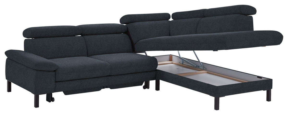 ECKSOFA in Flachgewebe Anthrazit  - Anthrazit/Schwarz, Design, Holzwerkstoff/Textil (272/217cm) - Pure Home Comfort