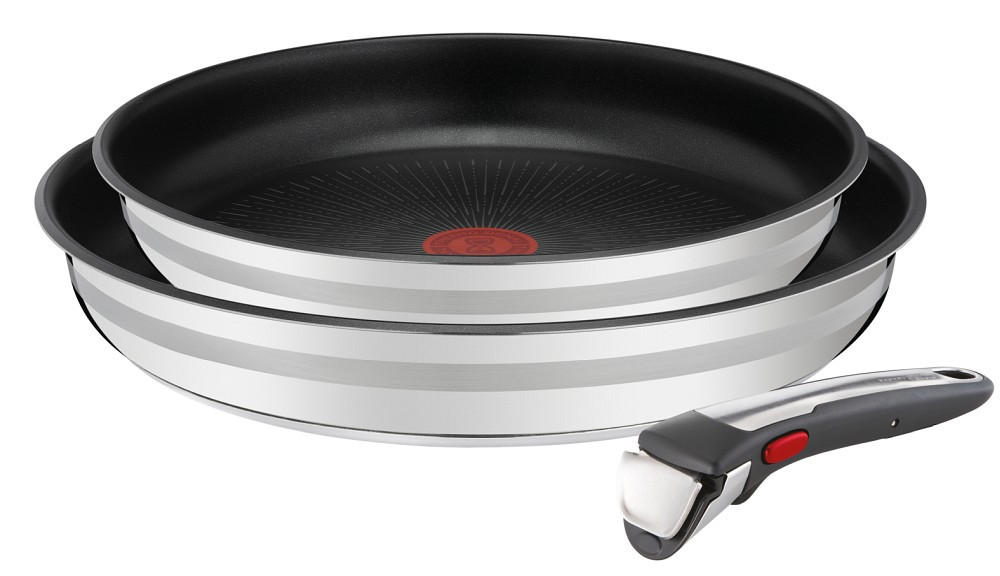 PFANNENSET Jamie Oliver INGENIO G6 2-teilig  - Edelstahlfarben/Schwarz, Basics, Metall (33/33/12cm) - Tefal