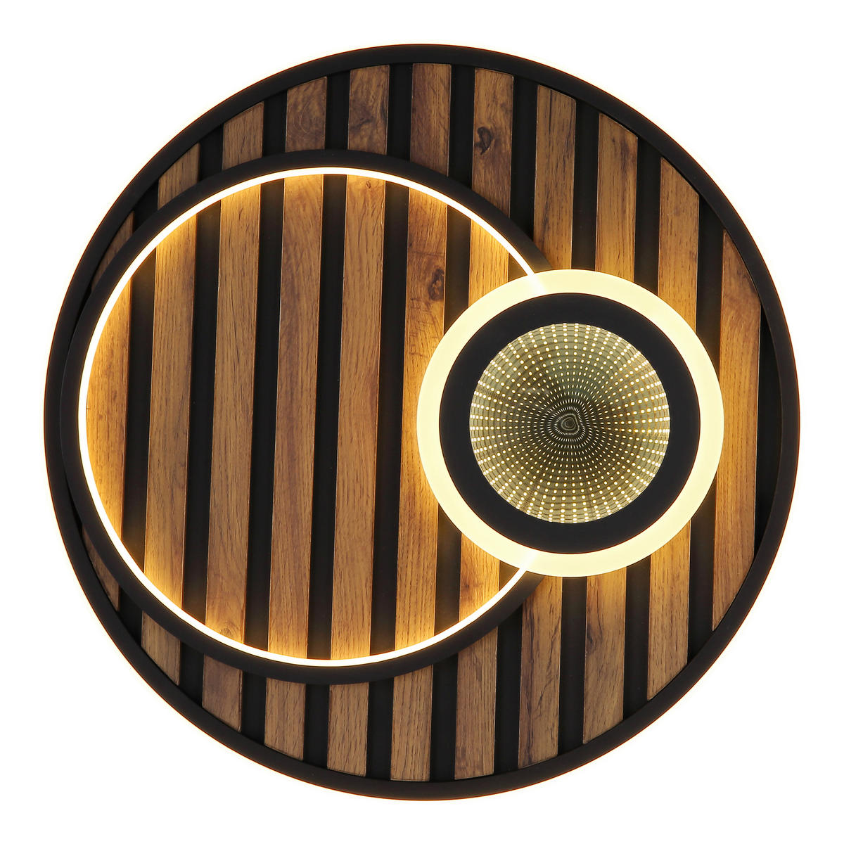 STROPNÍ LED SVÍTIDLO, 50/8 cm  - bílá/tmavě hnědá, Natur, kov/kompozitní dřevo (50/8cm) - Globo