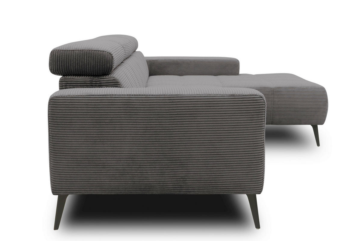 ECKSOFA TRENTO Grau Mikrofaser  - Dunkelgrau/Schwarz, MODERN, Textil/Metall (287/175cm) - MID.YOU
