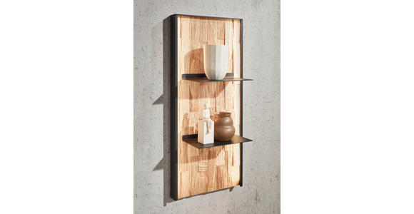 WOHNWAND 3-teilig in Weiß, Wildeiche 326,5/205,5/45,2 cm - Wildeiche/Schwarz, Design, Glas/Holz (326,5/205,5/45,2cm) - Dieter Knoll
