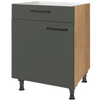 KOCHFELDUMBAUSCHRANK 60/87/56 cm  Grün, Eichefarben  - Eichefarben/Schwarz, Modern, Holzwerkstoff/Metall (60/87/56cm) - Nobilia