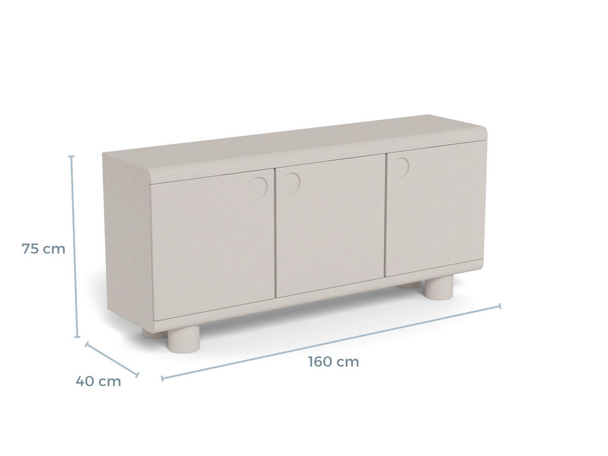 ANRICHTE MAGEE, 160/75/40 cm,  - Grau, Design, Holzwerkstoff (160/75/40cm) - MID.YOU