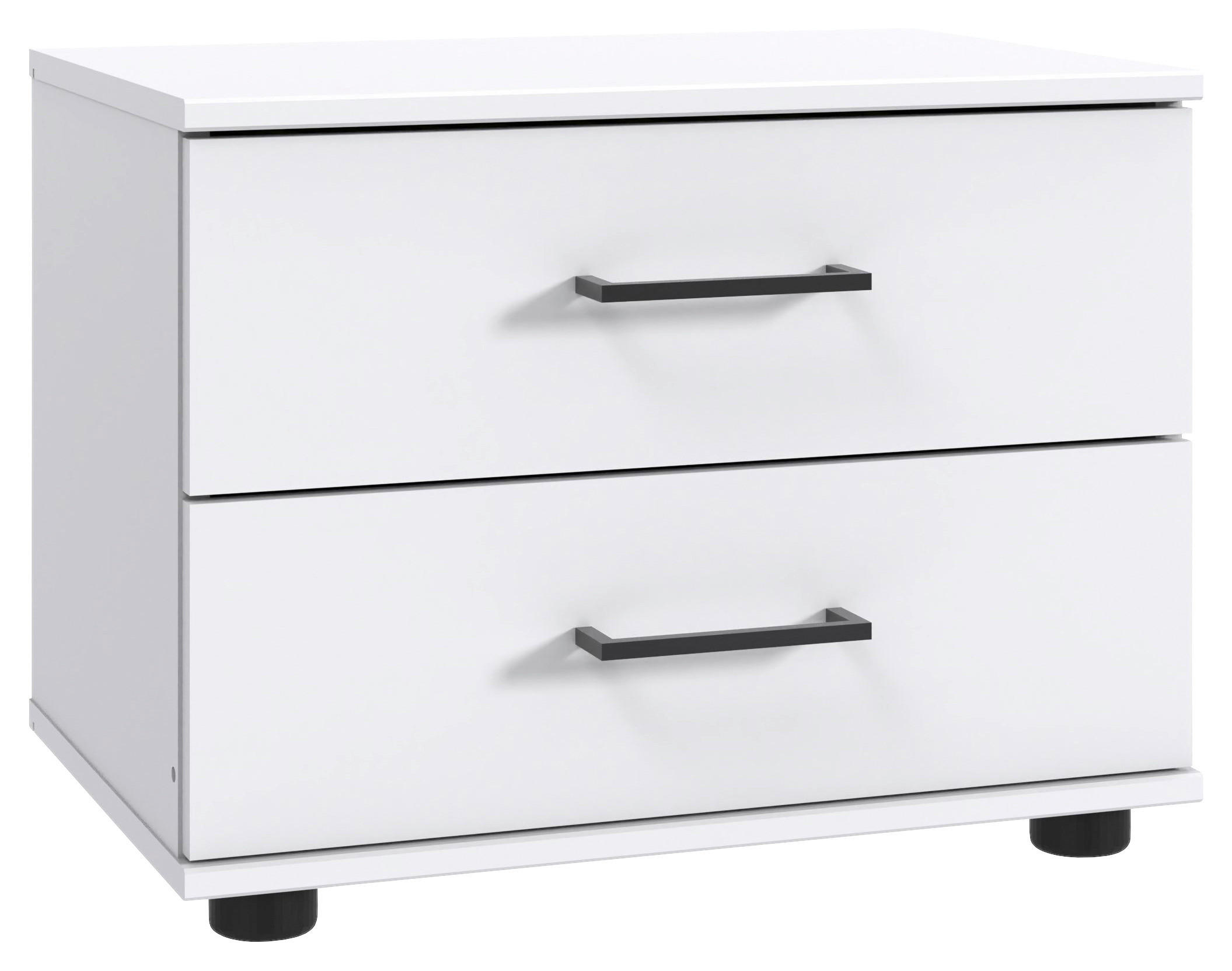 SÄNGBORD i vit  - vit/svart, Klassisk, trämaterial/plast (52/40/38cm) - Carryhome
