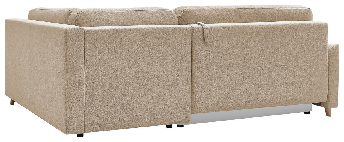 ECKSOFA MILOS Creme Cord Rückenkissen, Bettkasten, Schlaffunktion, Rücken echt  - Creme/Naturfarben, Design, Textil (224/148cm) - P & B