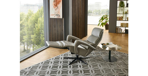 RELAXSESSEL in Leder Greige  - Greige/Schwarz, Design, Leder/Metall (76/110/86cm) - Dieter Knoll