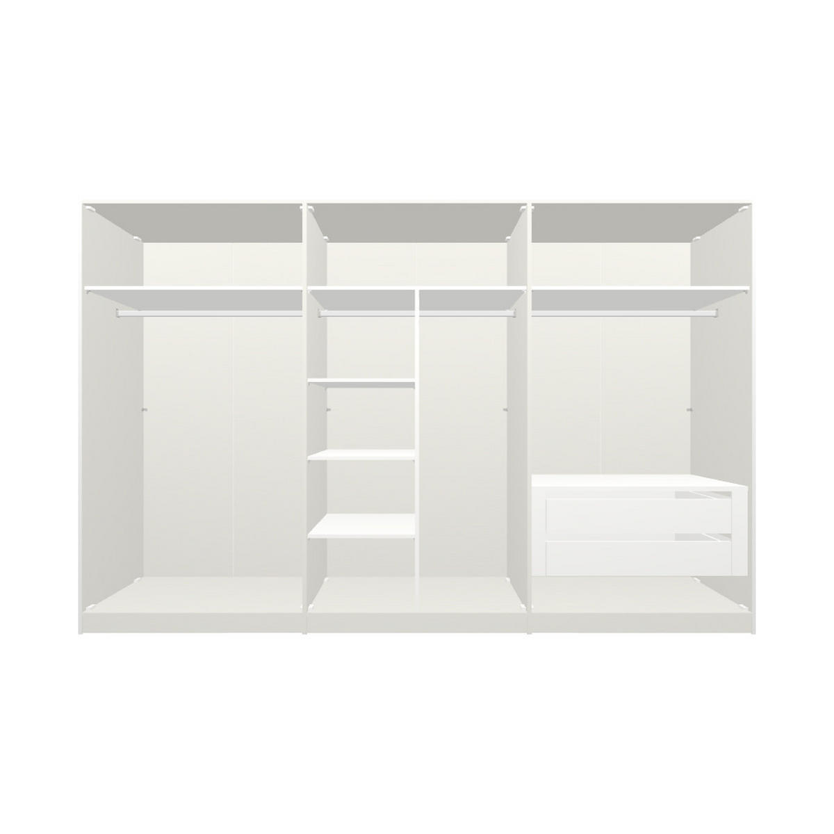 DREHTÜRENSCHRANK 303/195/59 cm 6-türig Weiß  - Chromfarben/Weiß, Design, Holzwerkstoff (303/195/59cm) - Boxxx