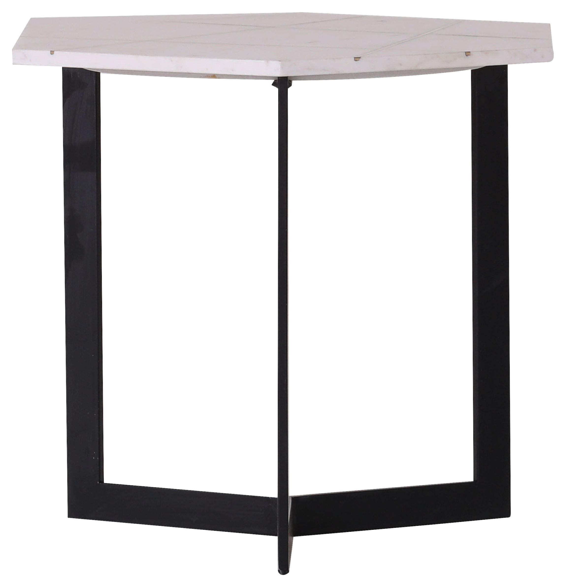 BEISTELLTISCH Metall, Stein 60/51/50 cm  - Weiss/Goldfarben, Design, Stein/Metall (60/51/50cm)