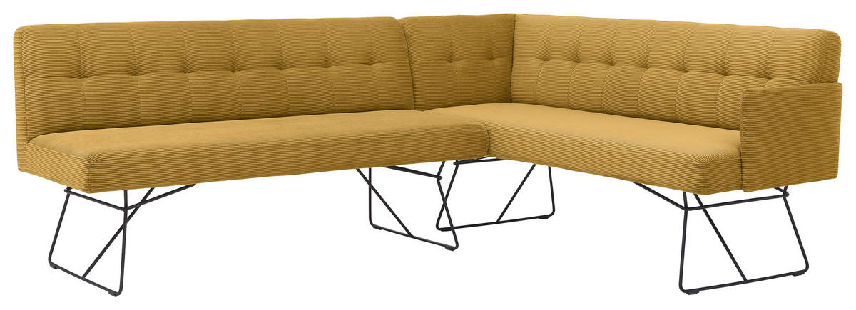 ECKBANK 232/180 cm Feincord Grün Metall   - Schwarz/Grün, Design, Textil/Metall (232/180cm) - Johann Jakob