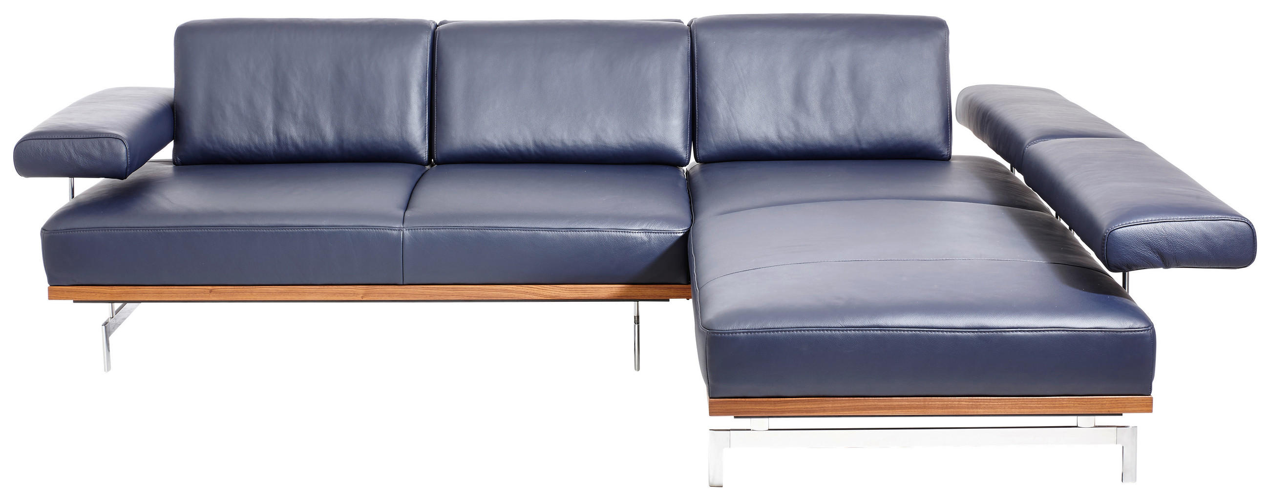 ECKSOFA in Echtleder Blau  295/237 cm  - Blau/Alufarben, Design, Leder (295/237cm) - Joop!