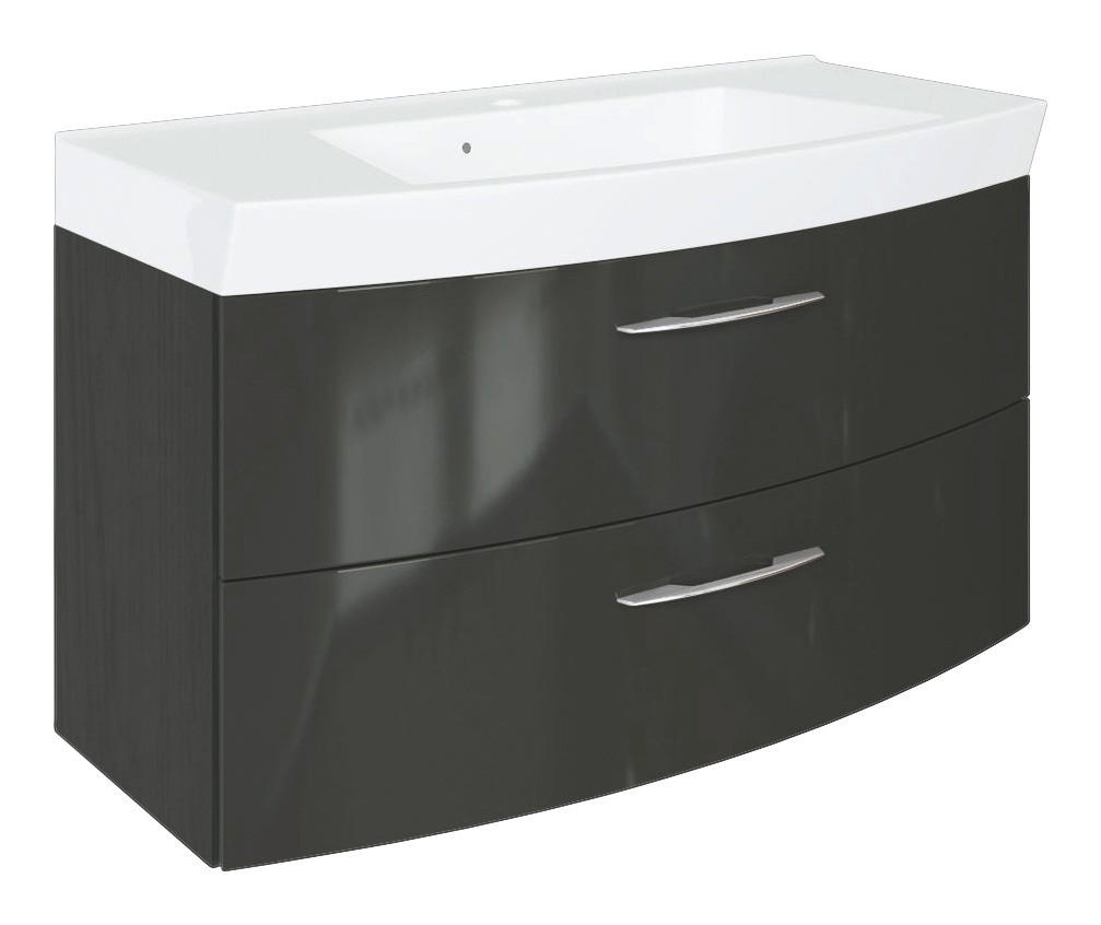 WASCHTISCHKOMBI 100 cm  - Chromfarben/Graphitfarben, KONVENTIONELL, Holzwerkstoff/Stein (100cm) - Xora