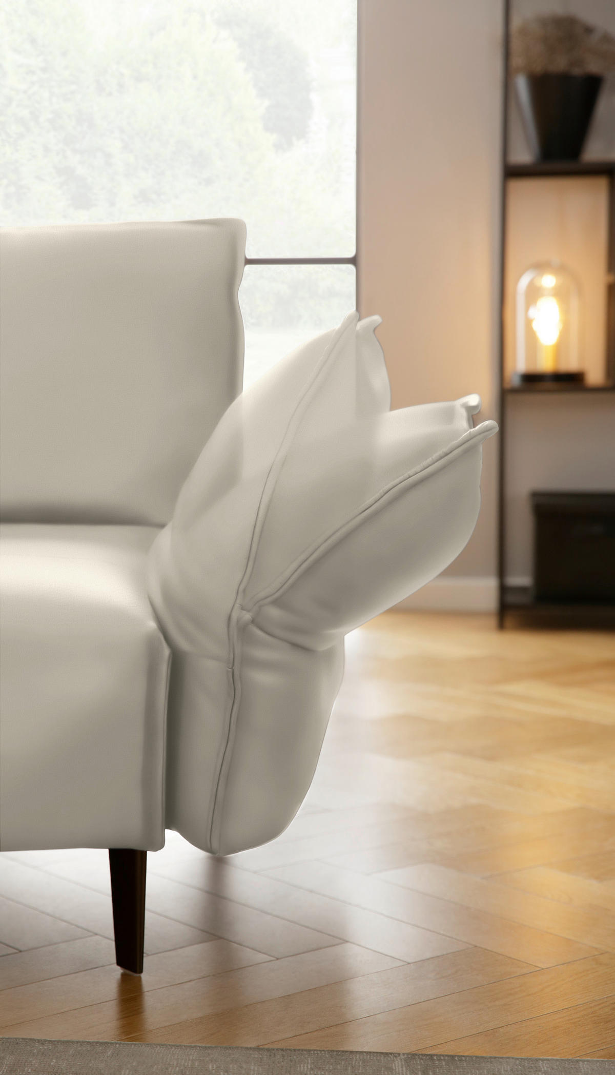 ECKSOFA Echtleder Hellgrau  - Hellgrau/Schwarz, Design, Leder/Metall (272/340cm) - W.Schillig