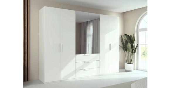 DREHTÜRENSCHRANK 301/235/61 cm,  in Weiß, 6-türig  - Weiß, Basics, Glas/Holzwerkstoff (301/235/61cm) - Novel