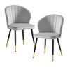 STUHL-SET Samt Grau  - Goldfarben/Schwarz, Design, Textil/Metall (55/83/53cm) - MID.YOU