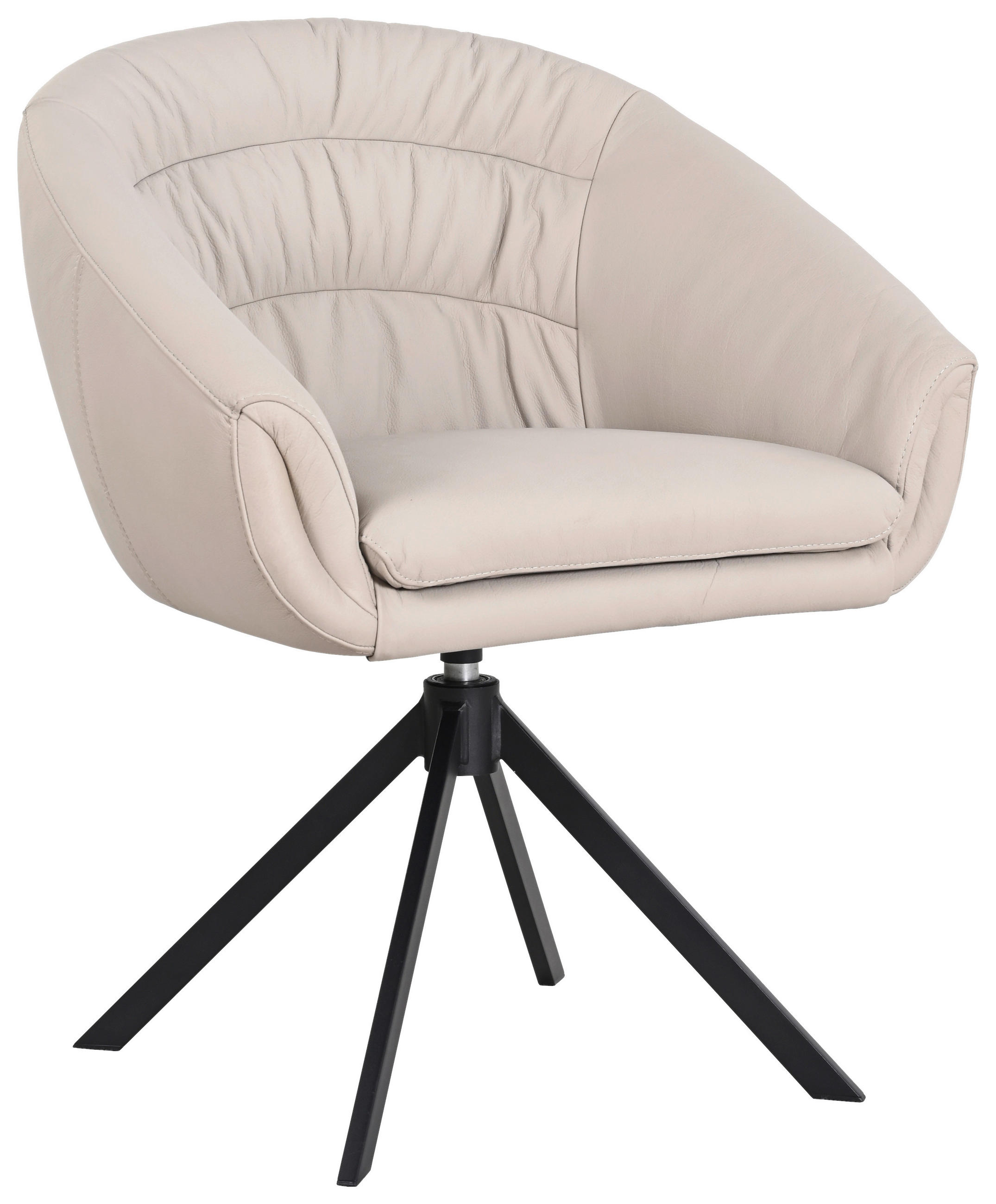 ARMLEHNSTUHL  in Echtleder pigmentiert  - Taupe/Schwarz, Design, Leder/Metall (64/81.5/61cm) - Johann Jakob