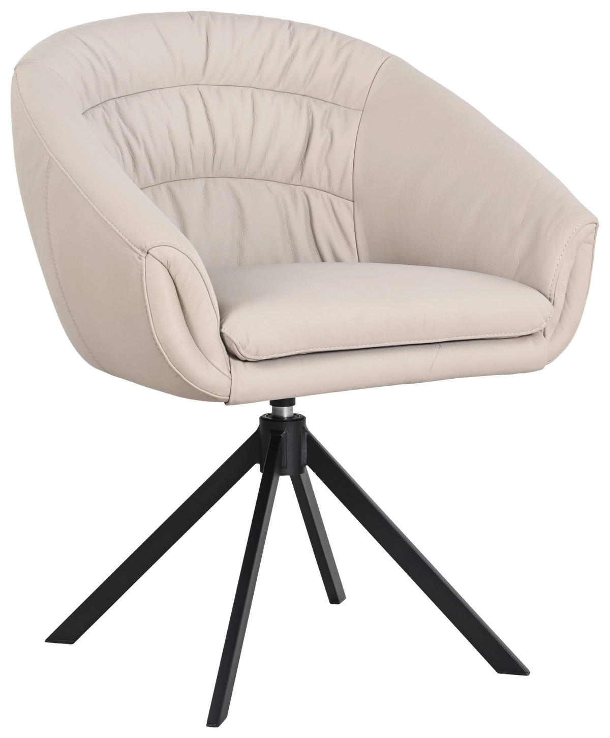 ARMLEHNSTUHL  in Echtleder pigmentiert  - Taupe/Schwarz, Design, Leder/Metall (64/81.5/61cm) - Johann Jakob