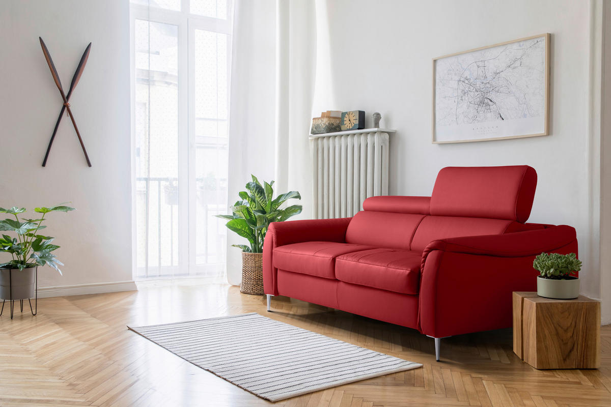 SCHLAFSOFA in Textil, Leder Rot  - Rot, Design, Leder/Textil (203/77-98/103cm) - MID.YOU