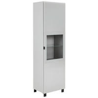 VITRINE Grau, Hellgrau  60/203,5/41,5 cm  - Hellgrau/Schwarz, Design, Glas/Holzwerkstoff (60/203,5/41,5cm) - Hom`in