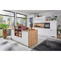 KÜCHENLEERBLOCK 300 cm   in Rot, Weiß, Eichefarben  - Eichefarben/Rot, KONVENTIONELL, Holzwerkstoff/Metall (300cm) - Welnova
