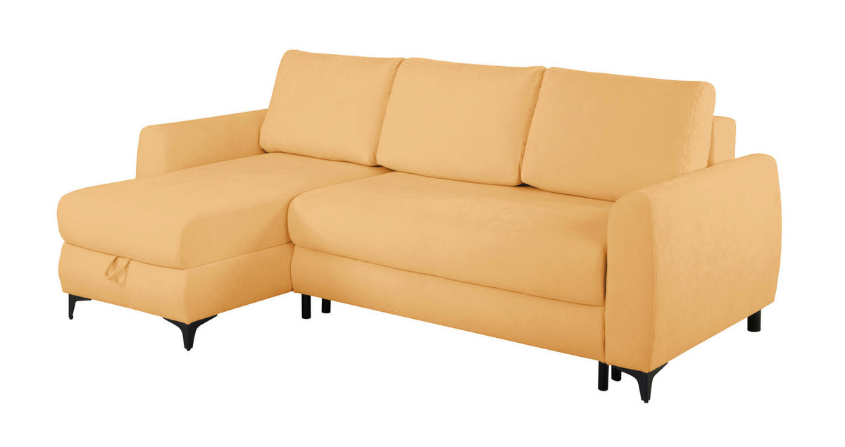 ECKSOFA Moli Gelb Bouclé  - Gelb/Schwarz, Design, Textil/Metall (236/148cm) - MID.YOU
