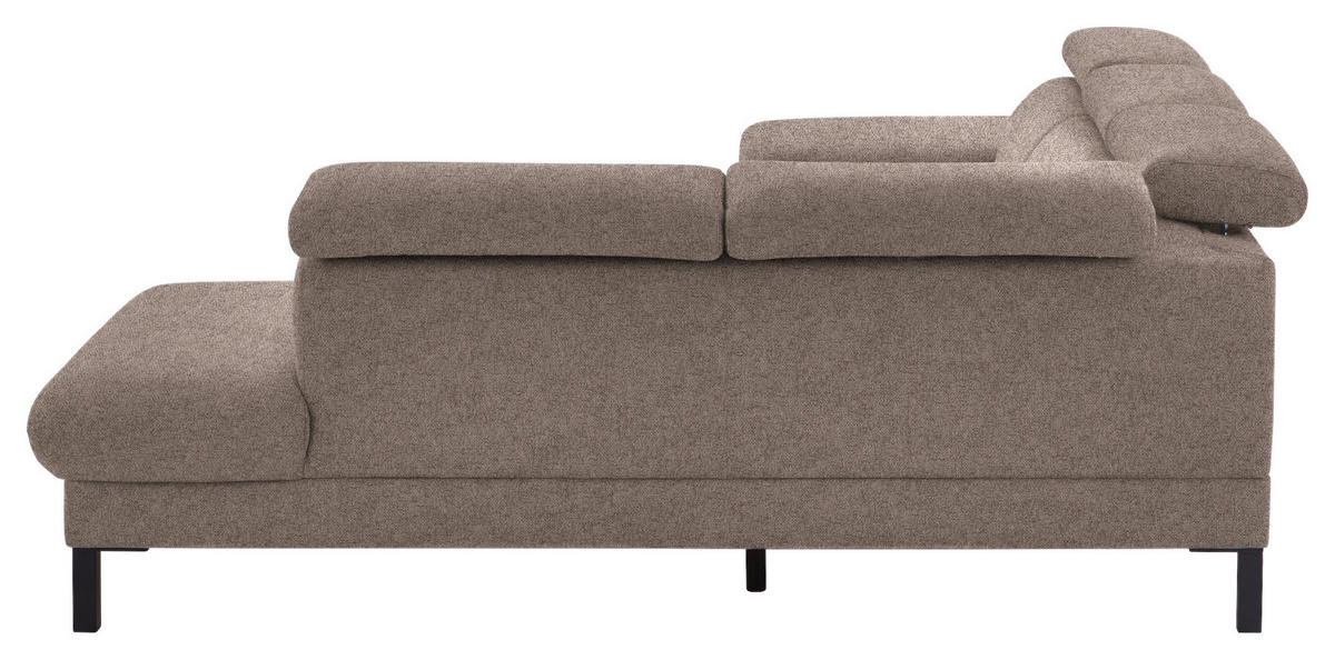 ECKSOFA in Flachgewebe Taupe  - Taupe/Schwarz, Design, Holzwerkstoff/Textil (272/217cm) - Pure Home Comfort