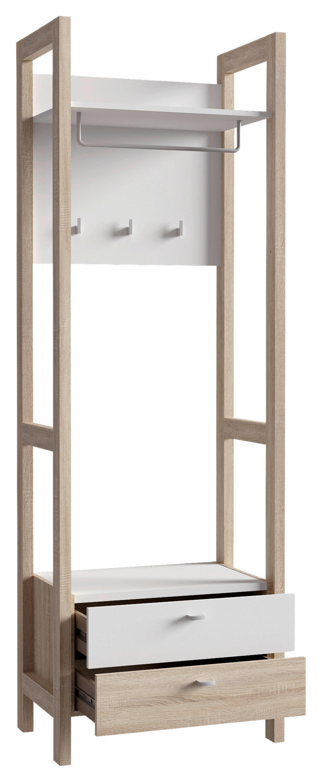 GARDEROBNI PANEL  bijela, boje hrasta   drvni materijal  - bijela/boje hrasta, Moderno, drvni materijal (67,2/200,1/41,2cm) - Hom`in