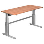 SCHREIBTISCH 180/80/66-130 cm  in Silberfarben, Nussbaumfarben  - Silberfarben/Nussbaumfarben, Design, Holzwerkstoff/Metall (180/80/66-130cm) - Venda