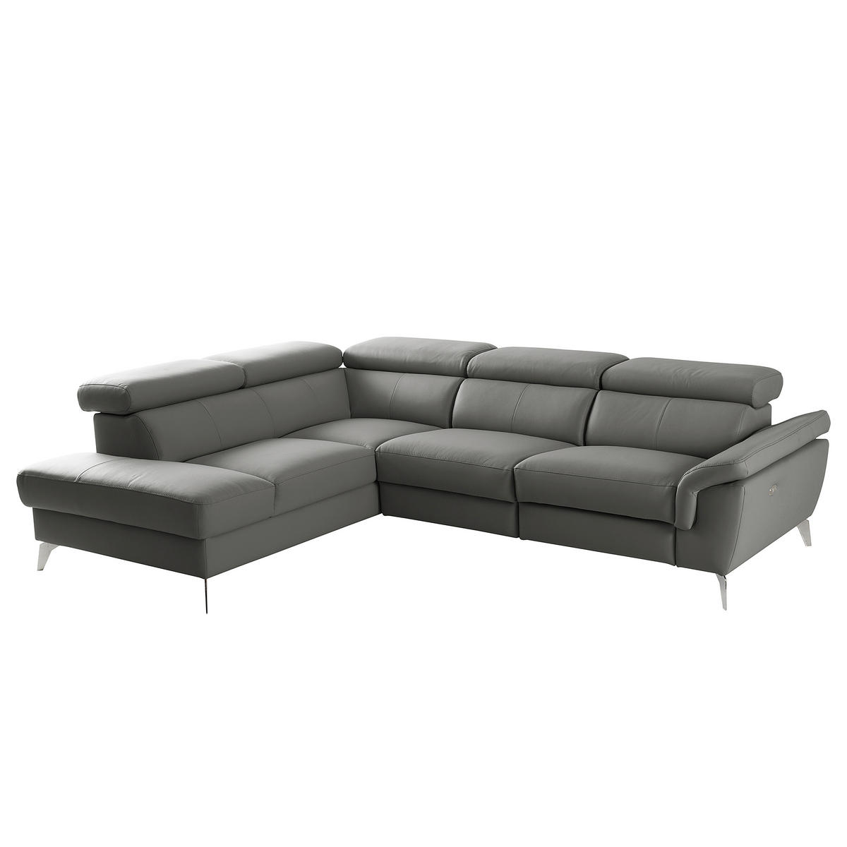 ECKSOFA  in Lederlook Echtleder Anthrazit  210/265 cm  - Chromfarben/Anthrazit, Design, Leder/Textil (210/265cm) - Livetastic