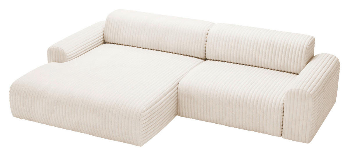 ECKSOFA in Cord Creme  - Creme/Schwarz, Design, Kunststoff/Textil (178/292cm) - Livetastic
