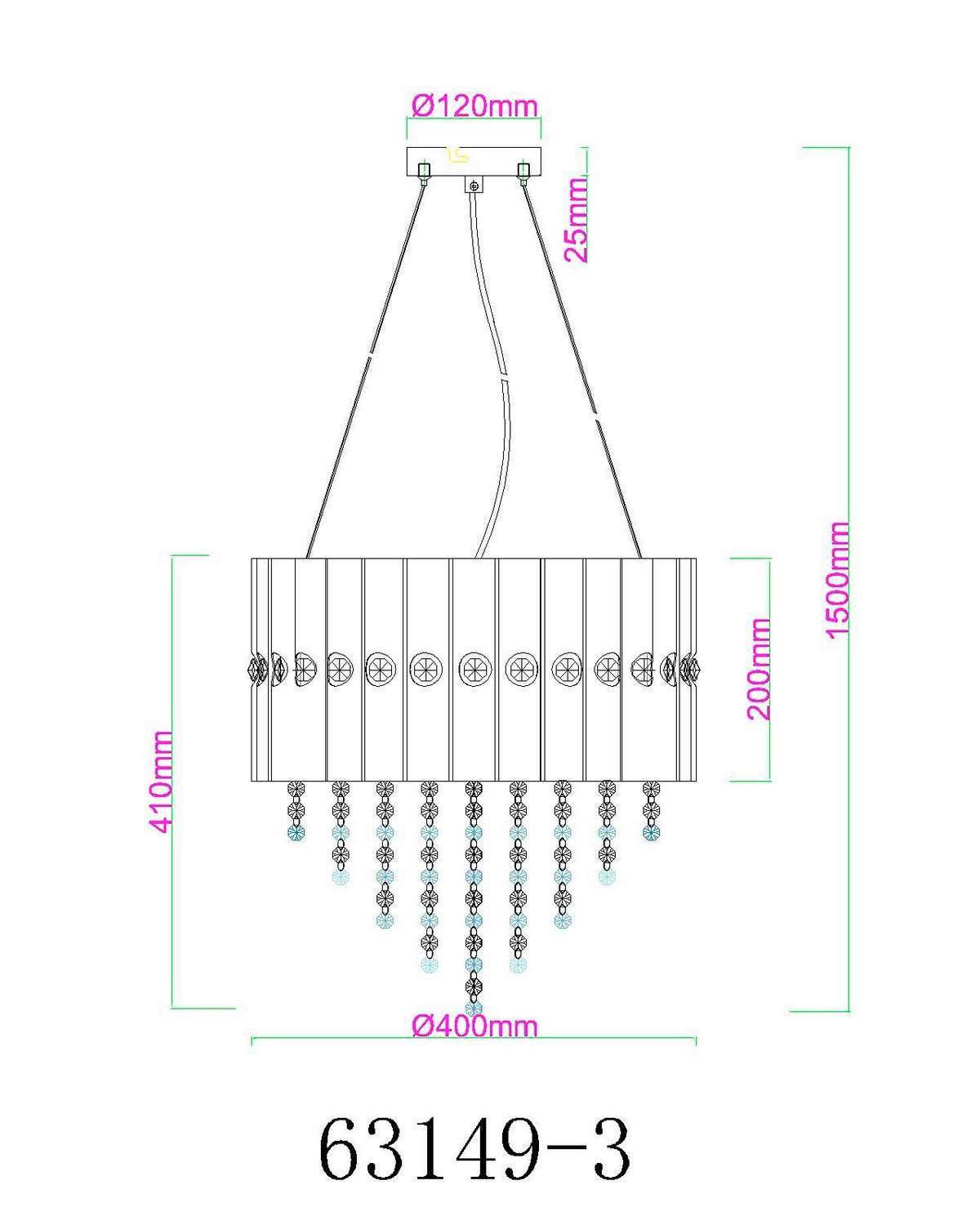 HÄNGLAMPA ELEOS 40/150 cm  - klar/grå, Design, metall/glas (40/150cm) - Globo