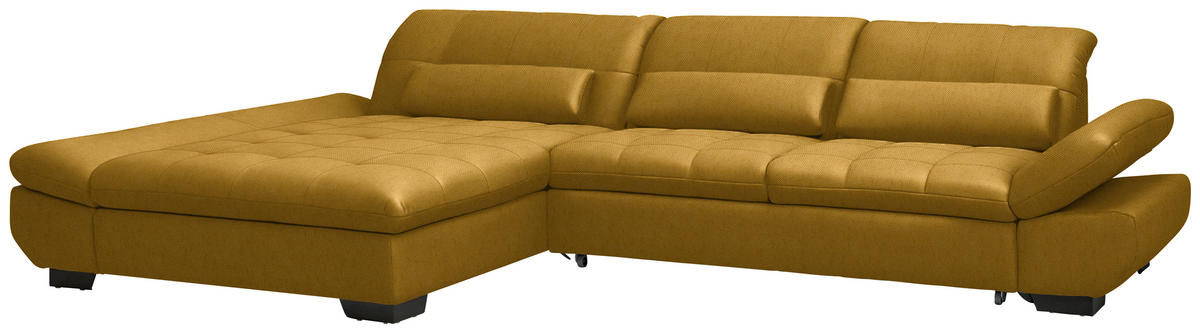 ECKSOFA  in Flachgewebe Gelb  204/341 cm  - Gelb/Schwarz, Design, Textil/Metall (204/341cm) - Xora