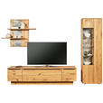 WOHNWAND  in Eichefarben  320/205,7/53,7 cm  - Eichefarben/Schwarz, Natur, Glas/Holz (320/205,7/53,7cm) - Valnatura