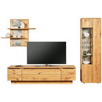 WOHNWAND  in Eichefarben  320/205,7/53,7 cm  - Eichefarben/Schwarz, Natur, Glas/Holz (320/205,7/53,7cm) - Valnatura