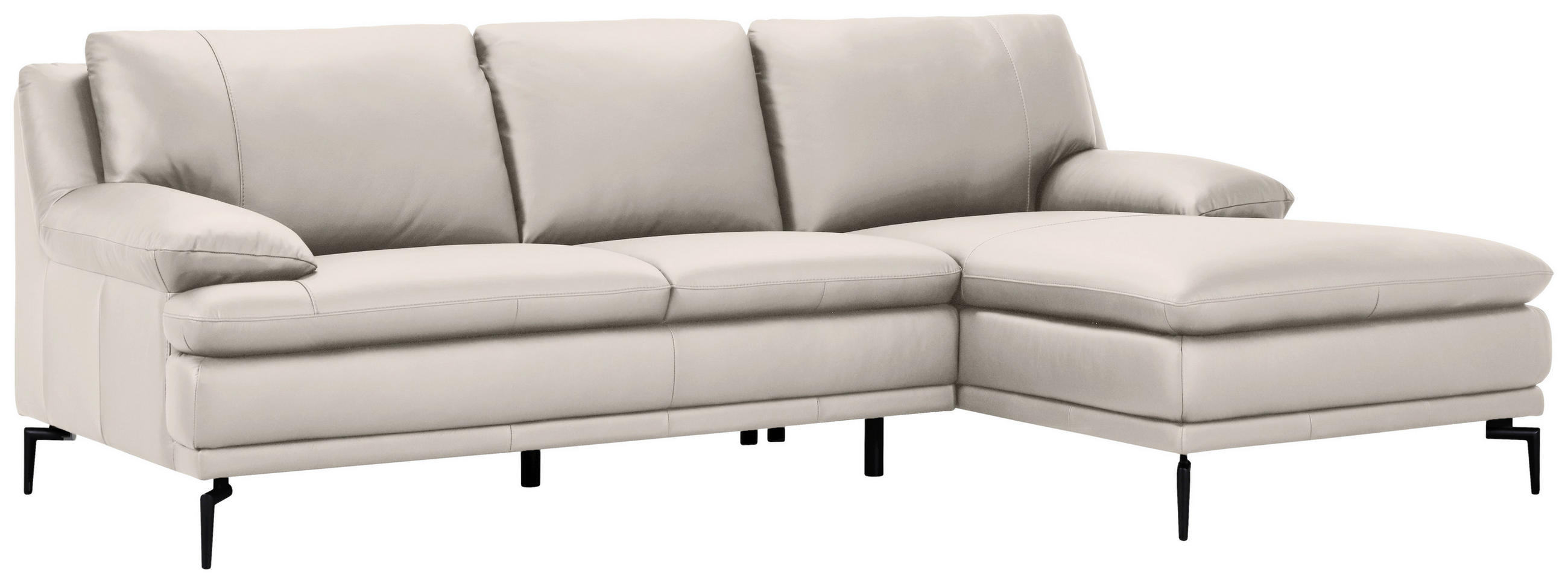 ECKSOFA Weiß Echtleder  - Schwarz/Weiß, Design, Leder (248/158cm) - MID.YOU