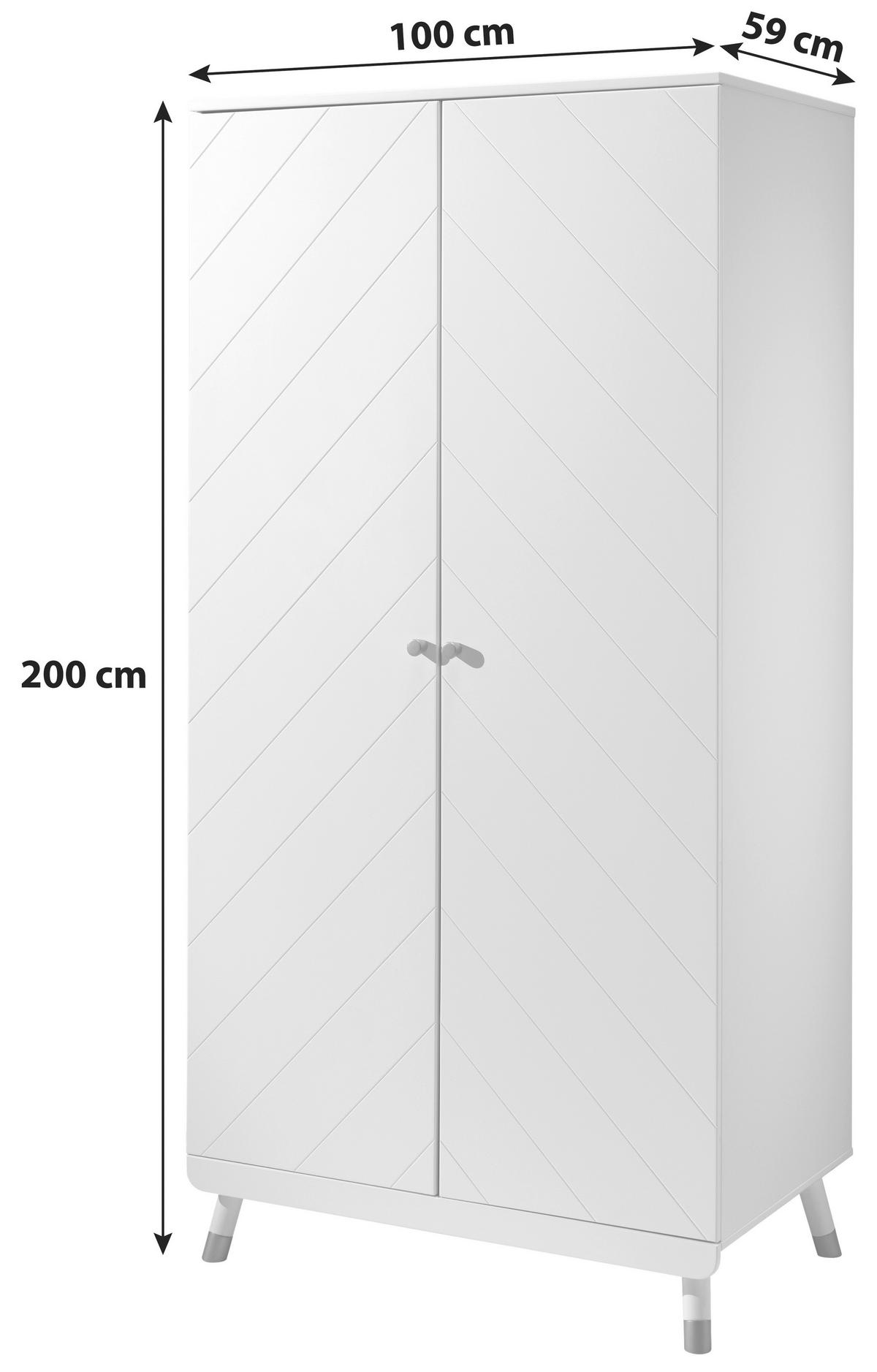 DREHTÜRENSCHRANK 2-türig Weiß  - Goldfarben/Weiß, MODERN, Holzwerkstoff/Kunststoff (100/200/59cm) - MID.YOU