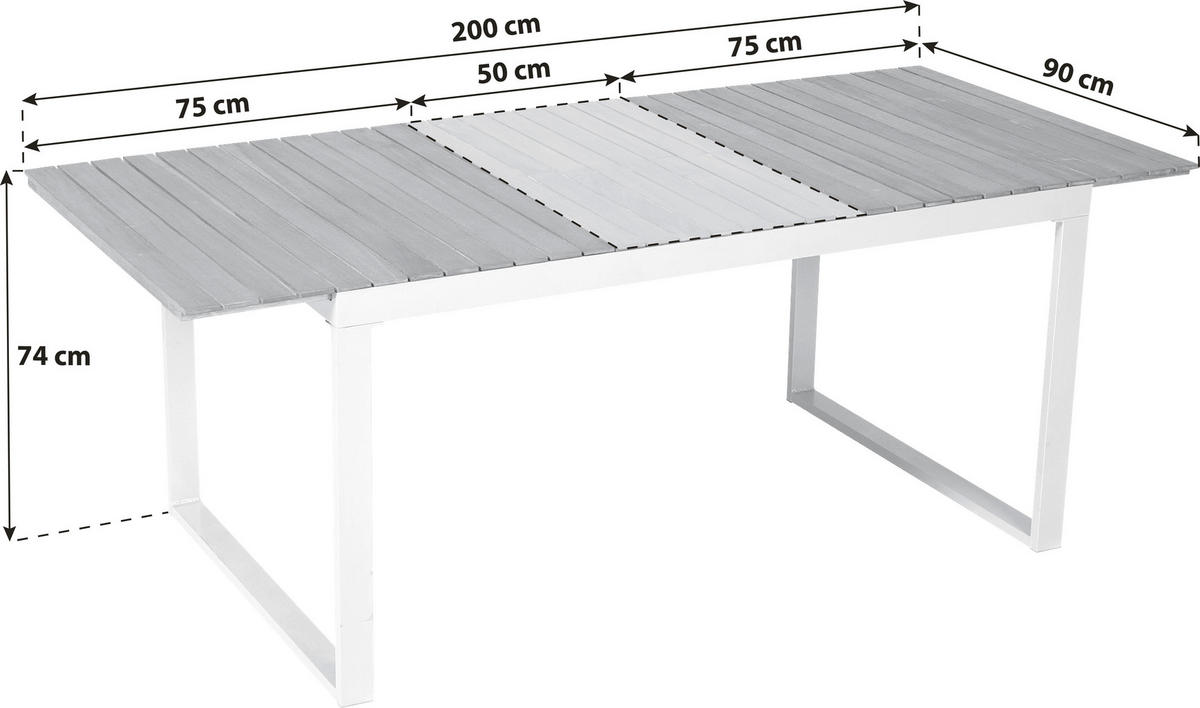 GARTENTISCH 150-200/90/74 cm Holz, Metall rechteckig  - Silberfarben/Akaziefarben, ROMANTIK / LANDHAUS, Holz/Metall (150-200/90/74cm) - Gardenson