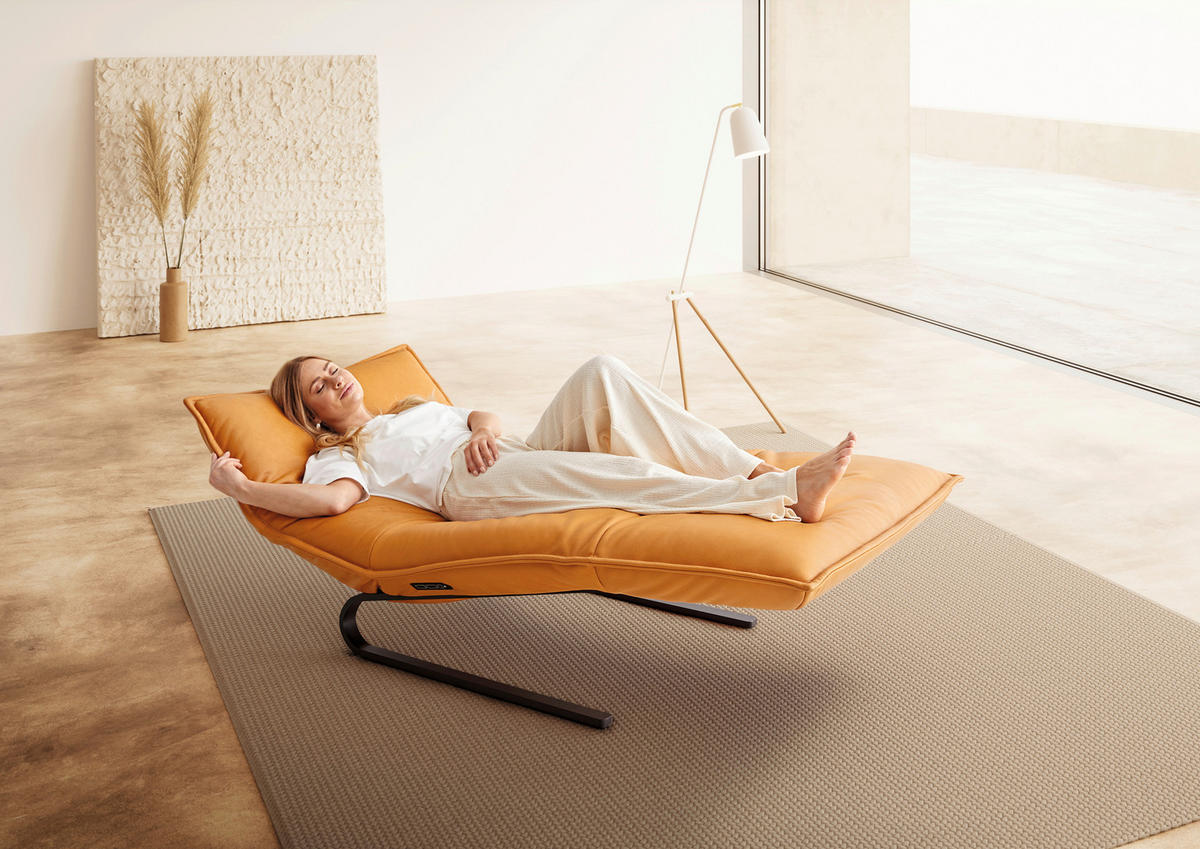 RELAXLIEGE Echtleder Orange  - Beige/Schwarz, Design, Leder/Metall (86/42-83/141-180cm) - Koinor