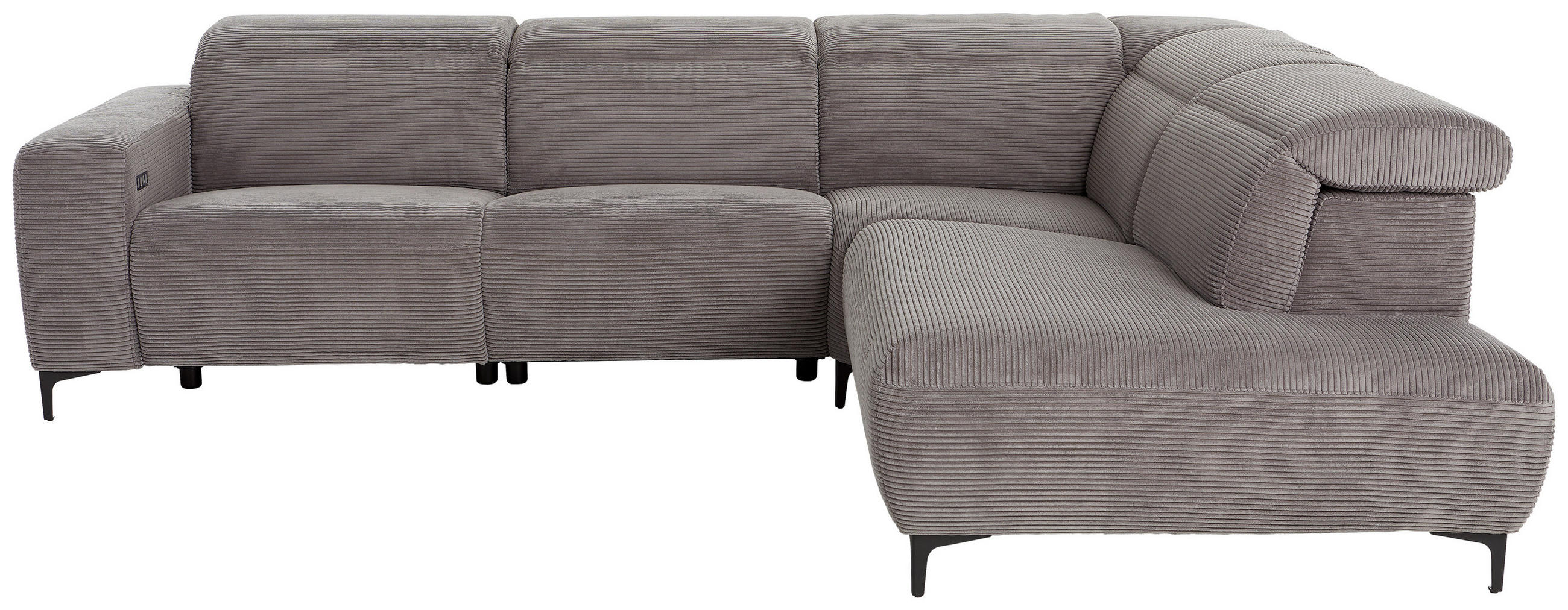 ECKSOFA Dunkelgrau Cord  - Dunkelgrau/Schwarz, Design, Textil (290/223cm) - Pure Home Lifestyle