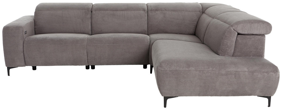 ECKSOFA Dunkelgrau Cord  - Dunkelgrau/Schwarz, Design, Textil (290/223cm) - Pure Home Lifestyle